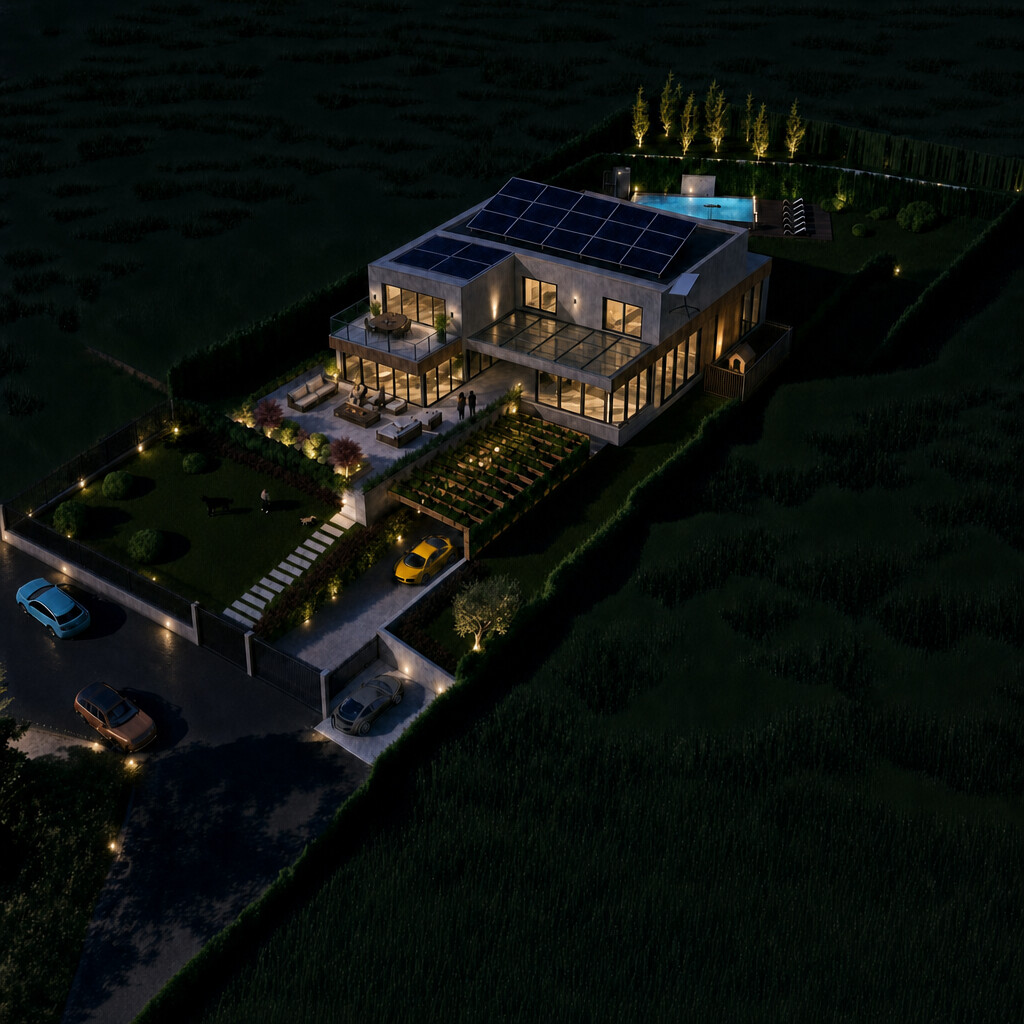 Brussels House — night rendering